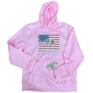 MOSSY OAK Flag Camo Hoodie Sweatshirt Women’s Size large - Pink - New with tags